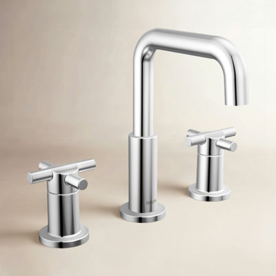 Nicoli Chrome Bathroom Faucet 3 Hole, 8 Inch Widespread 2-Handle Bathroom Sink Faucet for Vanity, Push-Pop Drain Assembly, Chrome