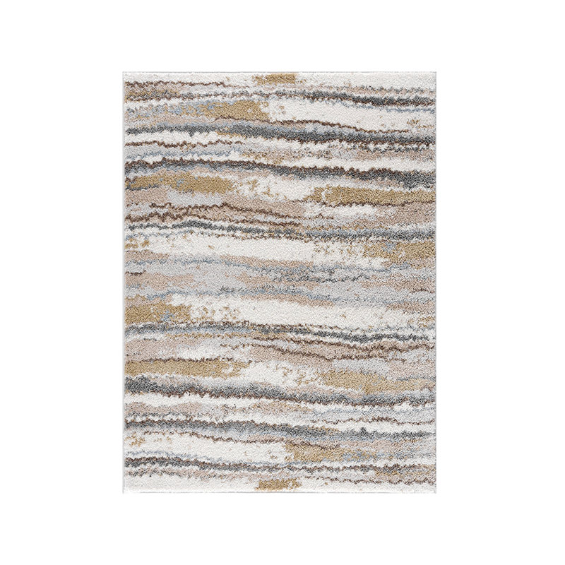 Tapis à rayures abstraites tissées à l'aquarelle, Rectangle 6 pi 6 po x 9 pi