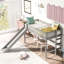 Lit mezzanine simple bas avec échelle et toboggan, gris-844105166