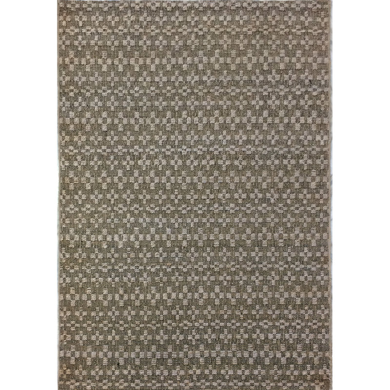 Tapis gris / beige fabriqué à la main Appleby Dhurrie, Rectangle 5 pi x 7 pi 6 po