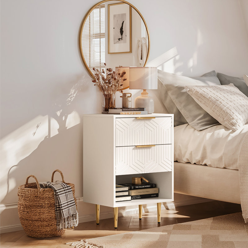 Table de chevet moderne 20 po avec 2 tiroirs