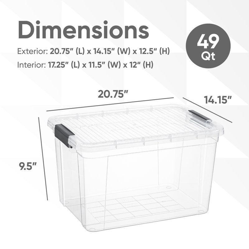  Clear Storage Box with Lid, 49 Quart Plastic Container Bins for Organizing, Stackable Crates, BPA Free, Non Toxic, Odor Free, Organizers for Home, Office, School, and Dorm,10 Pack