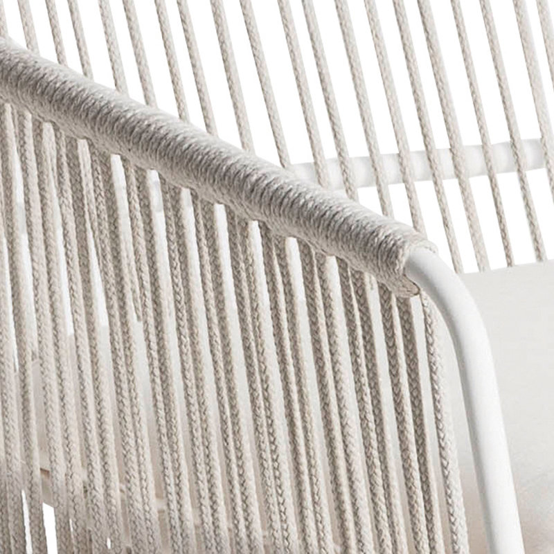 Chaise de patio Sandur, Corde blanche / structure blanche, Toile lichen