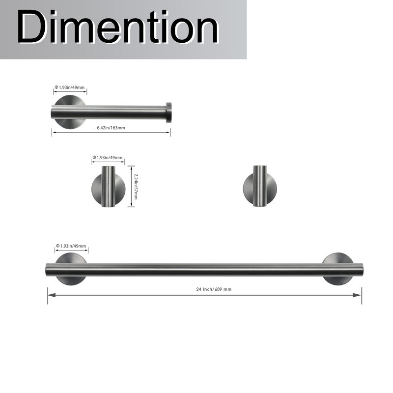 4 - Piece Bathroom Hardware Set, Polished Chrome