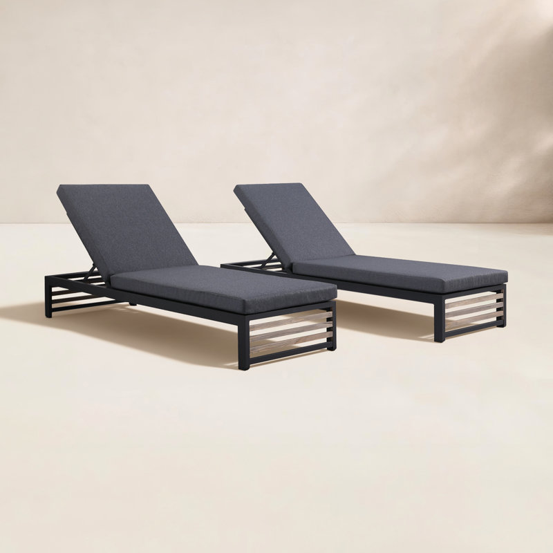 Chaise longue d'extérieur en teck Largo Pawni, Gris anthracite