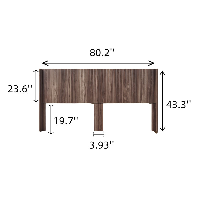 Wooden Headboard, Modern Farmhouse Headboard, Wall Mounted Fluted Panel, Brown, King
