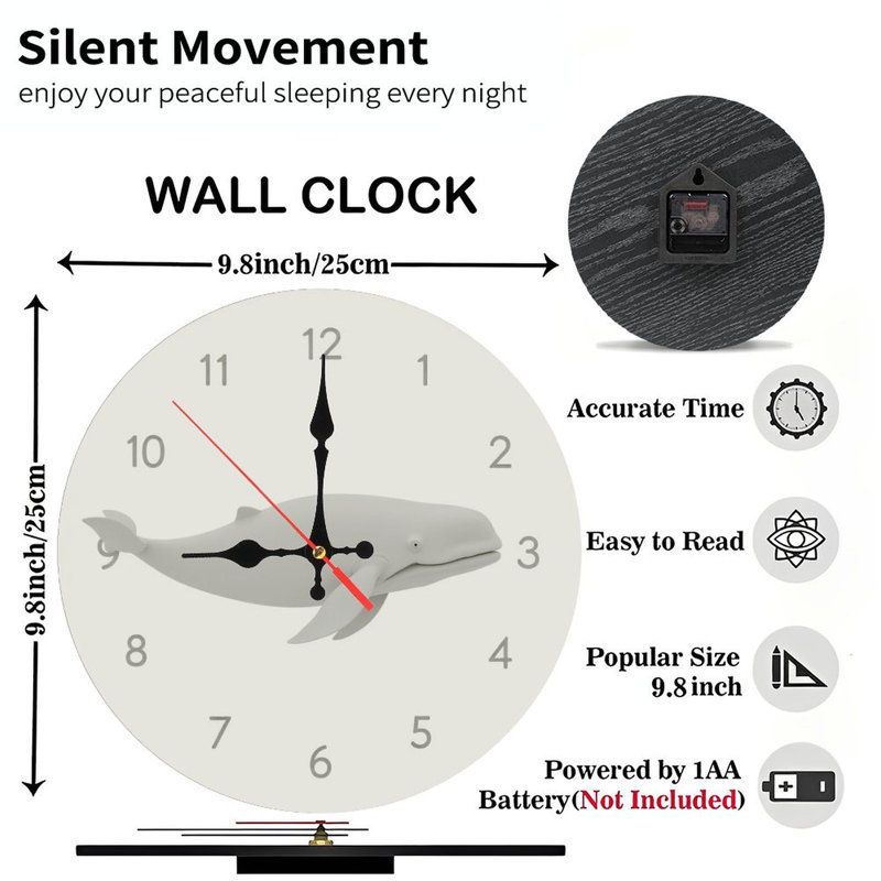 Horloge murale baleine blanche