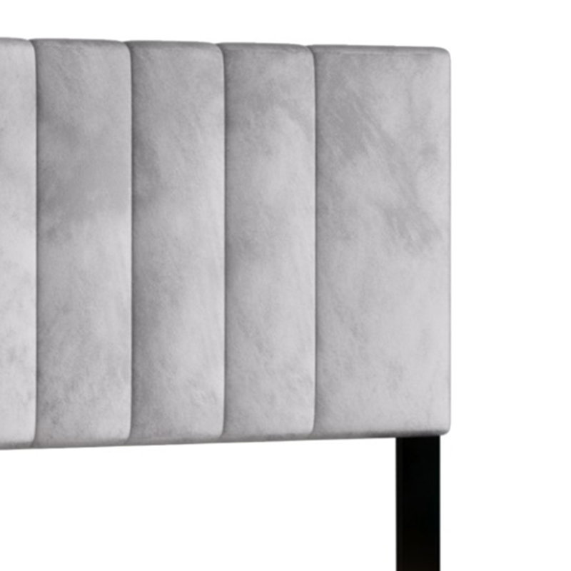 Lit plateforme tapissier Gorgia, Gris argenté, Grand