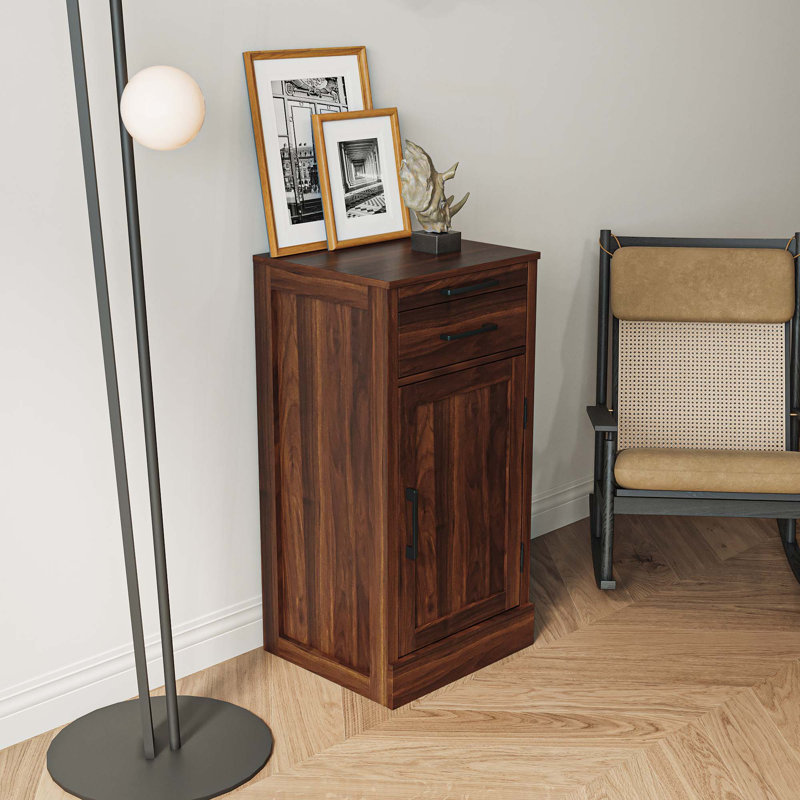 Modular Brown Walnut Buffet Cabinet For Dining - Stylish And Functional Storage Large Capacity Wine Bar With Room