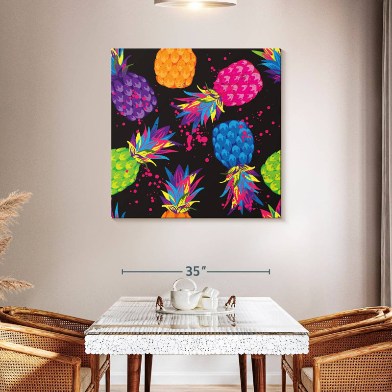 Yarlin Neon Pineapples, 16" H x 16" W