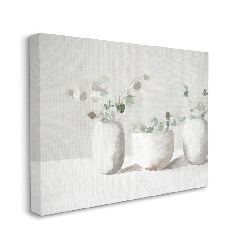 Impression subtile d'eucalyptus blanc sur toile par Ramona Murdock, H 24 po x l 30 po x P 1,5 po