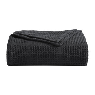 Kenneth Cole Waffle Grid Solid Cotton Blanket