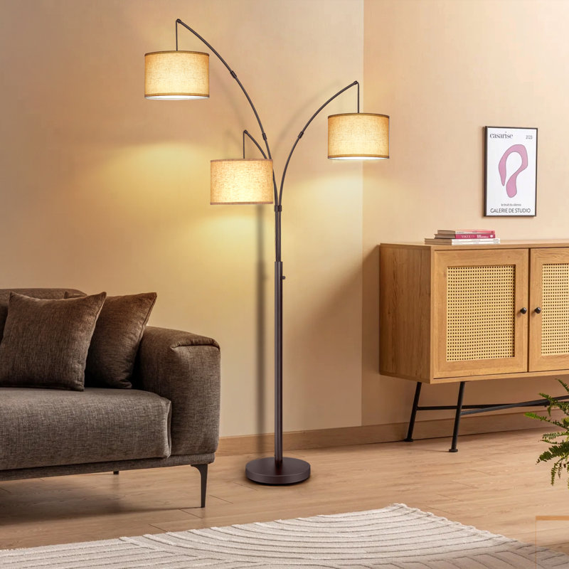 Khaleed 80" 3 Light Tree Floor Lamp, Brown, Beige