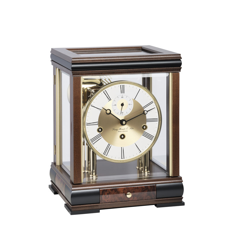 Beech Manufactured Wood Mechanical Tabletop Clock
