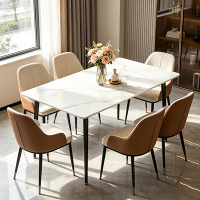 Funke Stone Top Metal Base Dining Table