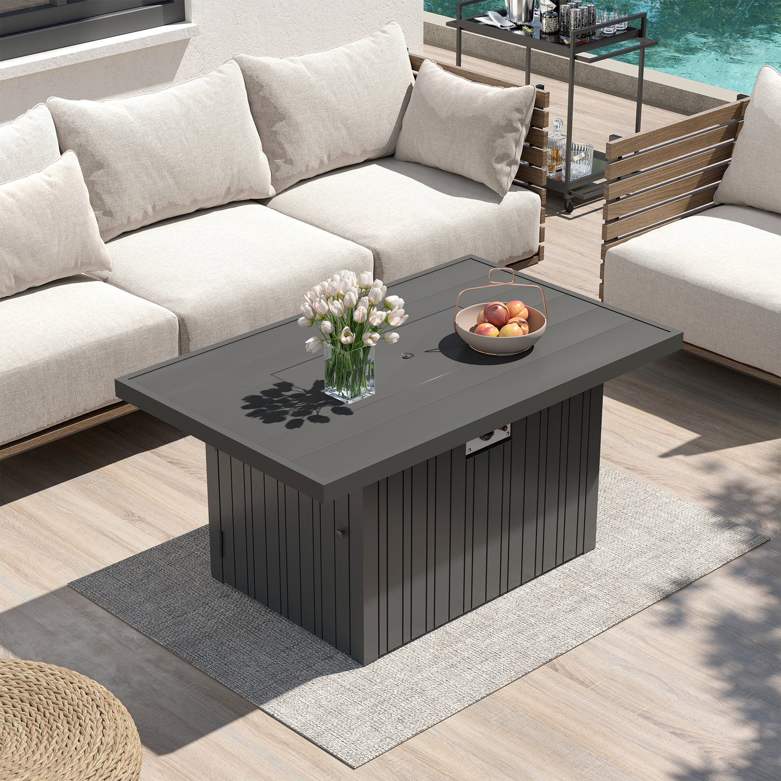 Rectangle Fire Pit Table, Black
