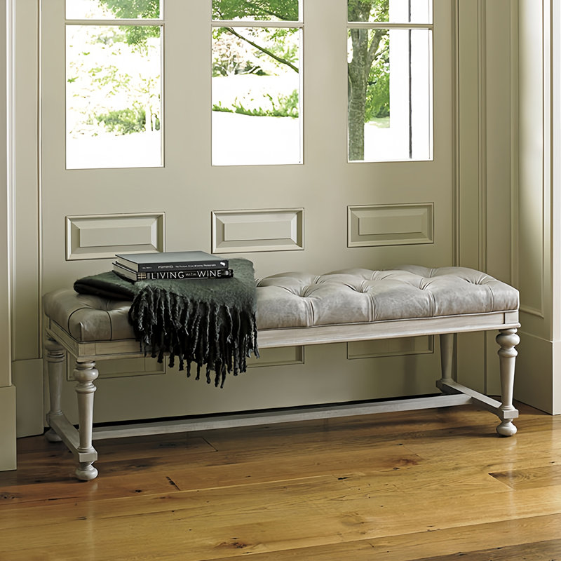 Banc rembourré en cuir massif Modern Luxe