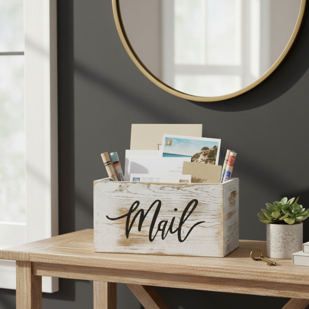 Derrek Solid Wood Paper Organizer Gracie Oaks 