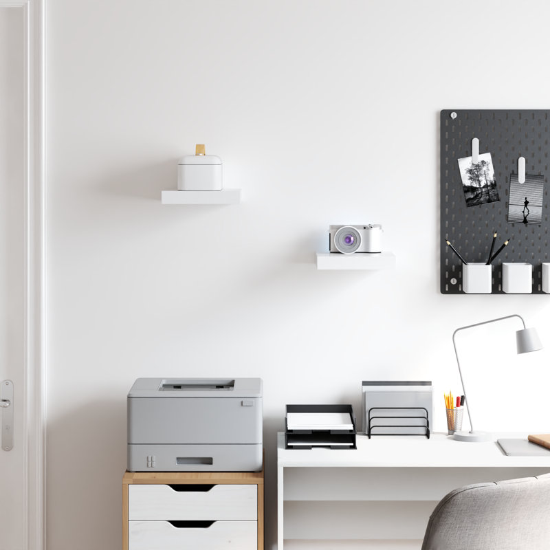 Tablette murale Tablette flottante à fixation murale pour cadre photo, Blanc, H 1,5 po x l 9,3 po x P 9,1 po