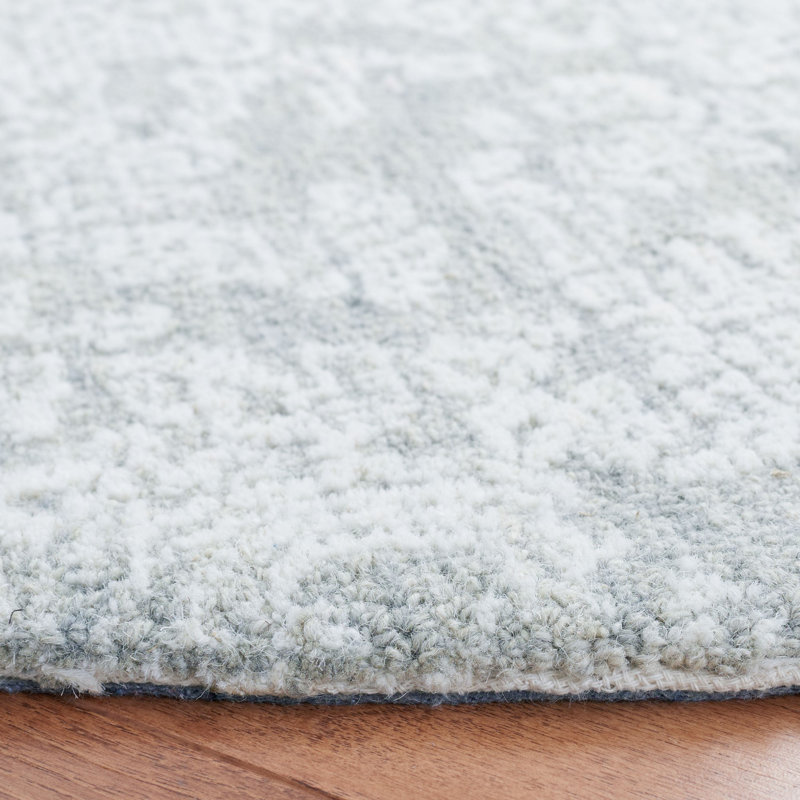 Amaya Hand Tufted Wool/Cotton Oriental Rug in Light Gray, Round 6'