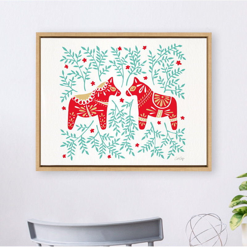 Reproduction d'art sur toile encadrée, "Dala suédois par Cat Coquillette"