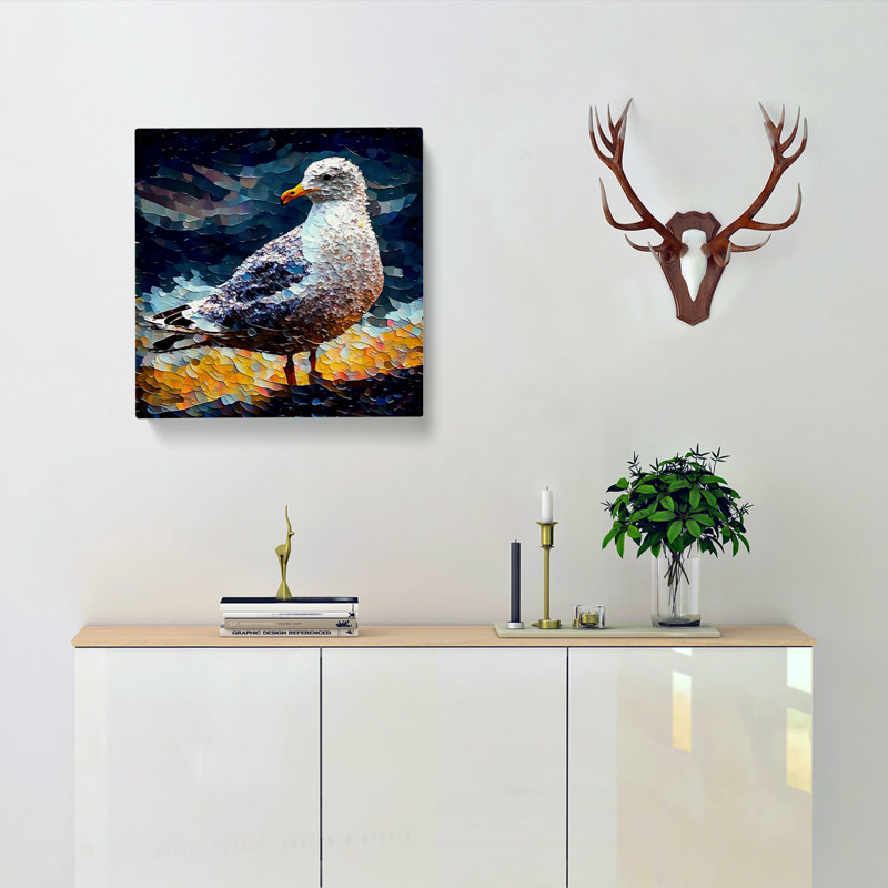 Seagull Neo-Impressionism - Wrapped Canvas, 50cm H x 50cm W x 3cm D