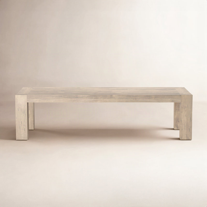 Abaso Oak Dining Table, 30'' H x 108'' W x 43'' D, Whitewash Rustic Wormwood Oak