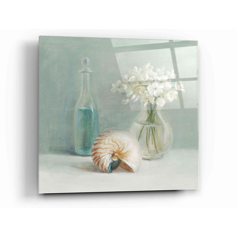 «White Flower Spa» par Danhui Nai, art mural en verre acrylique, H 12 po x l 12 po x P 0,12 po