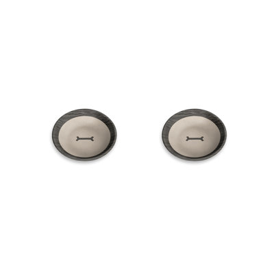 Blackened Wood Bone Merge Pet Saucer - 0.75 cups - Black