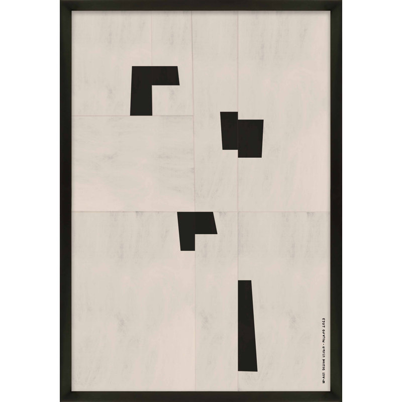 «Scattered 1» par Romina Gadler, impression sur, H 38 po x l 26,5 po, Blanc / aubergine / banane / brun clair / rouge br