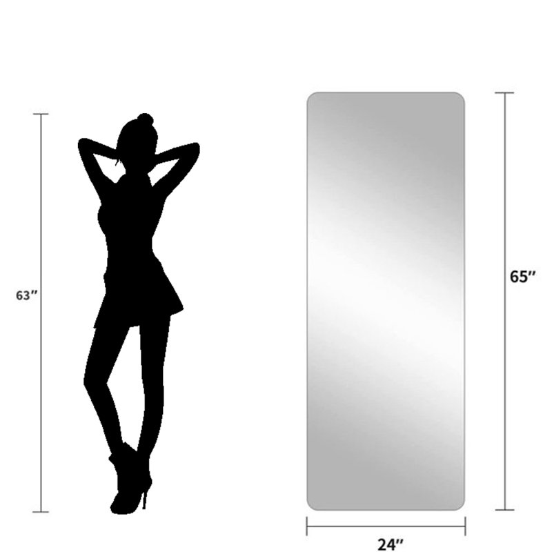 Full Length Wall Mirror – HD Shatterproof, Adhesive or Wall Mounted, Frameless Modern Dressing Mirror for Bedroom & Entryway