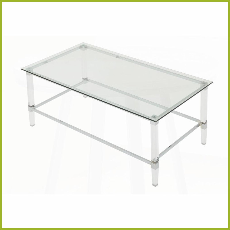 Verre trempé ultramoderne Table basse rectangulaire en acrylique - Large surface invisible pour le salon