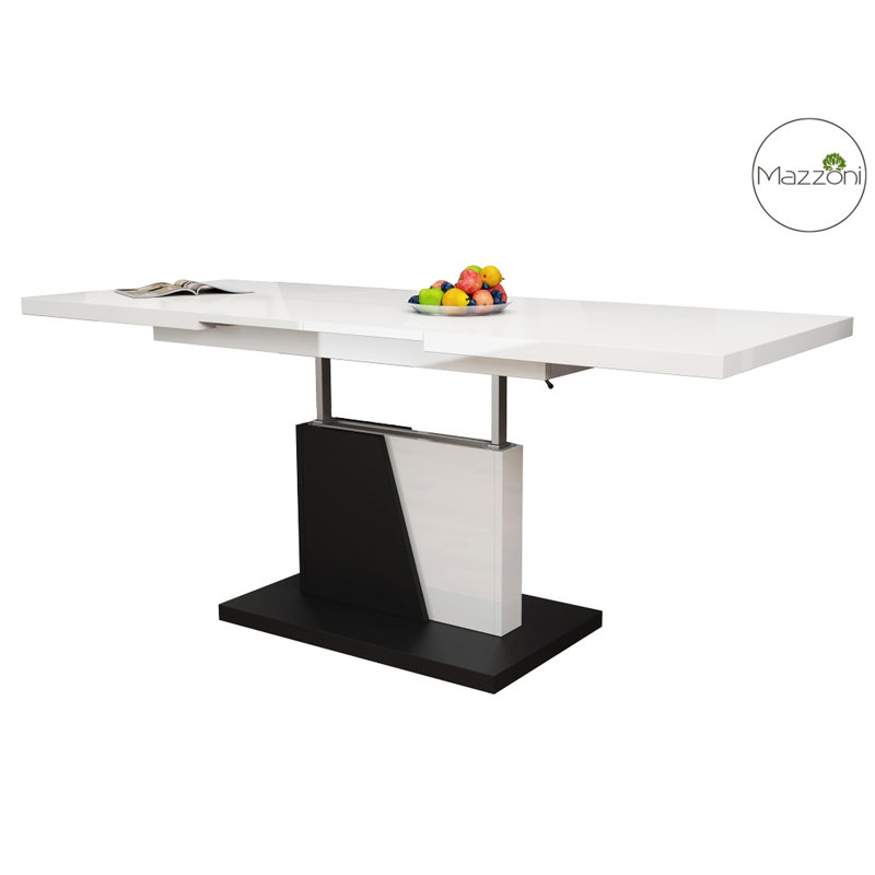 Noires Lift Top Pedestal Coffee Table, White/Black Matt
