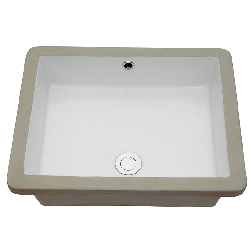 20"X15.5" White Ceramic Rectangular Undermount Bathroom Sink With Overflow