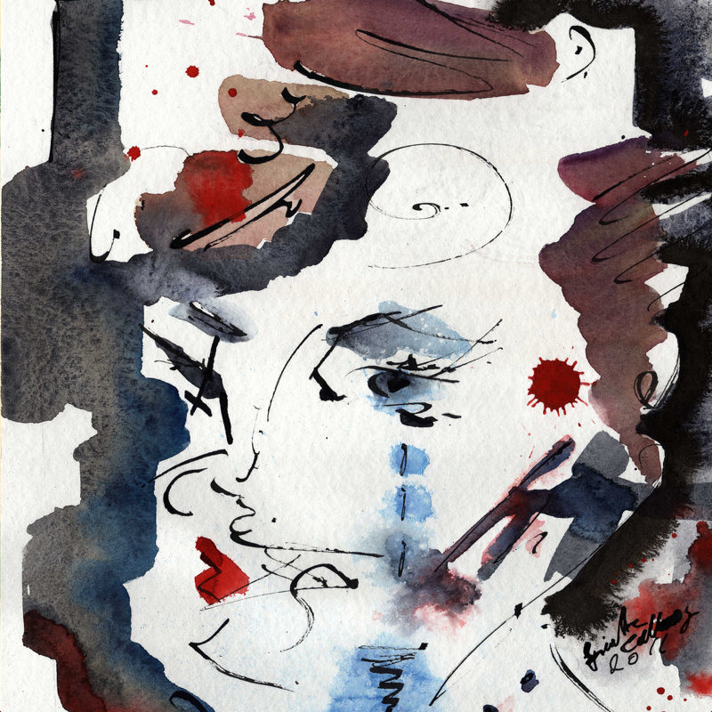 «Trotwood Ginette Fine Art Intuitive Abstract Face», reproduction sur toile tendue, H 30 po x l 30 po, Non