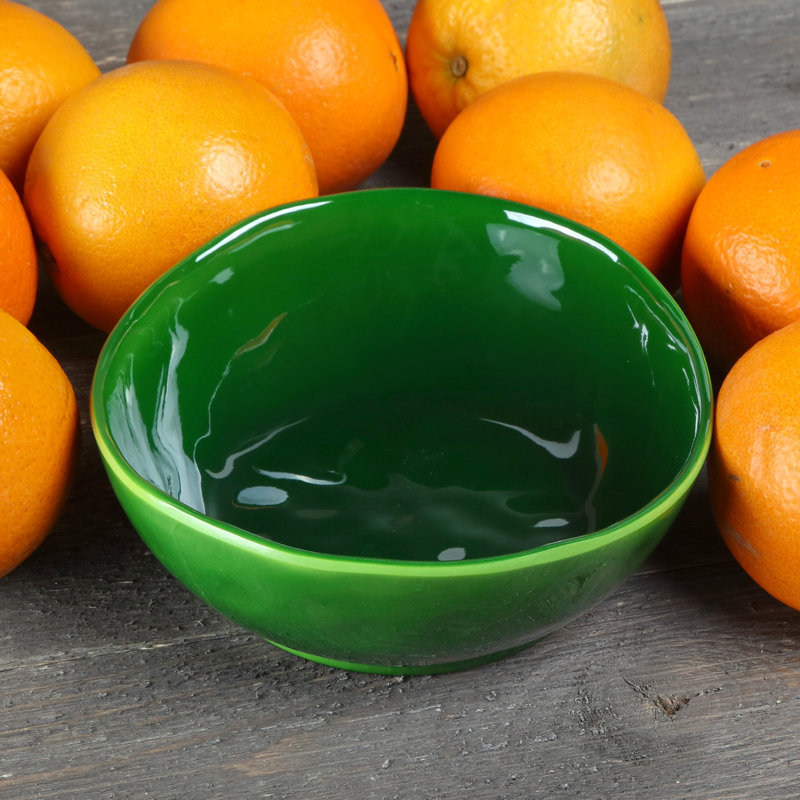 Maya 6" Melamine Irregular Round Bowl, Green
