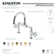 Kingston Brass Webb Two-Handle 2-Hole Deck Mount Bridge Bathroom Faucet with Knurled Handle and Push Pop-Up Drain