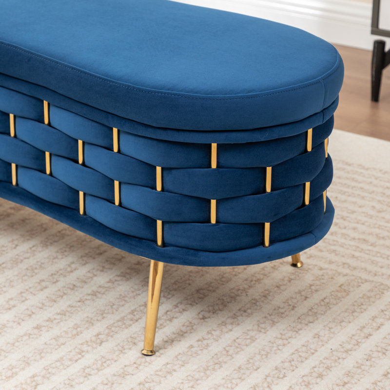 Banc de rangement rembourré Cristen, Marine