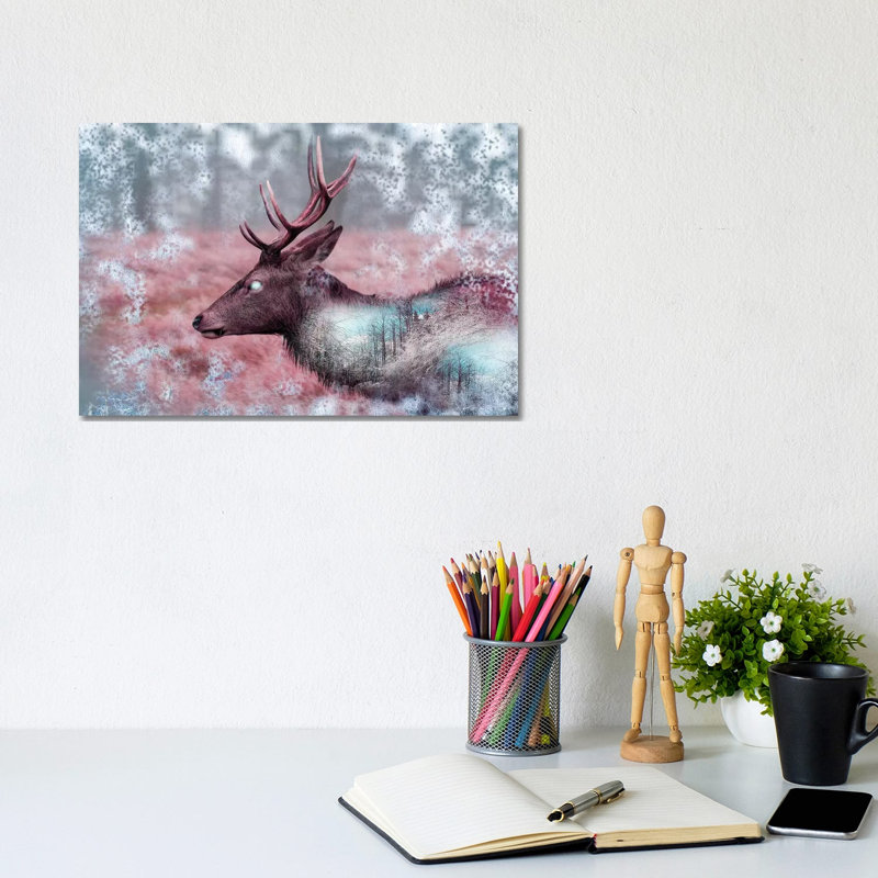 Winter Elk by Paul Haag - Print on Canvas, Wrapped Canvas, 20.32 cm H x 30.48 cm W