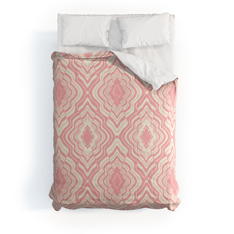Ensemble de housse de couette en coton rose standard Jenean Morrison, Housse de couette double + 2 taies décoratives st