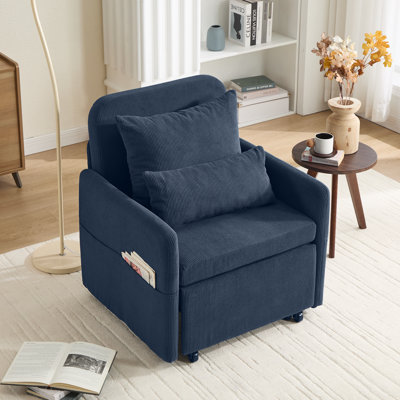 87''L 3-In-1 Convertible Sleeper Chair Bed, 3-Section Extra Length Adjustable Backrest  With 2 Cushions & Storage Bag