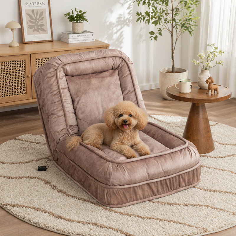 Lit rembourré pour chien pour adultes et animaux de compagnie, avec 5 positions réglables et coussin de massage, canapé de sol avec 2 coussins moelleux