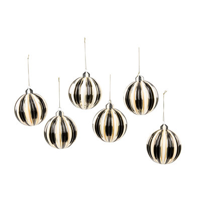 Courtly Noel Stripe Glass Ball Ornaments