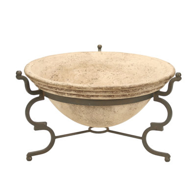 Stone Planter with Antique Metal Stand