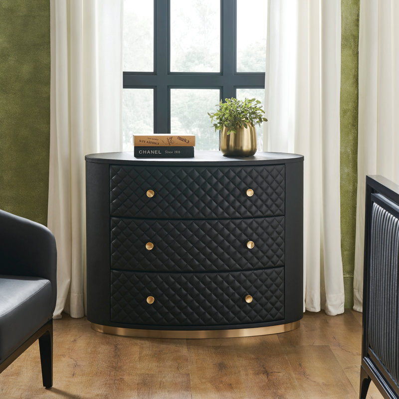 Commode à trois tiroirs Harvard, Noir, noir, noir, noir