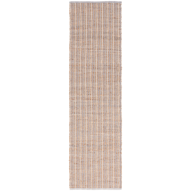 Tapis en jute de coton tissé à la main Kouki, Tapis de couloir 2 pi 3 po x 9 pi