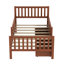 Lit simple, noyer, lit plateforme, garde-corps, tiroirs de rangement, conception de chambre simple et élégante, matériau solide léger, 8 lattes de bois, option de mobilier à utilisation d'espace