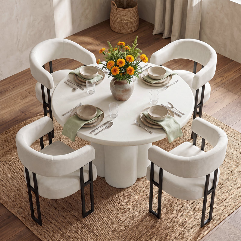 Hermelinda Round 44.9'' Dining Table , White