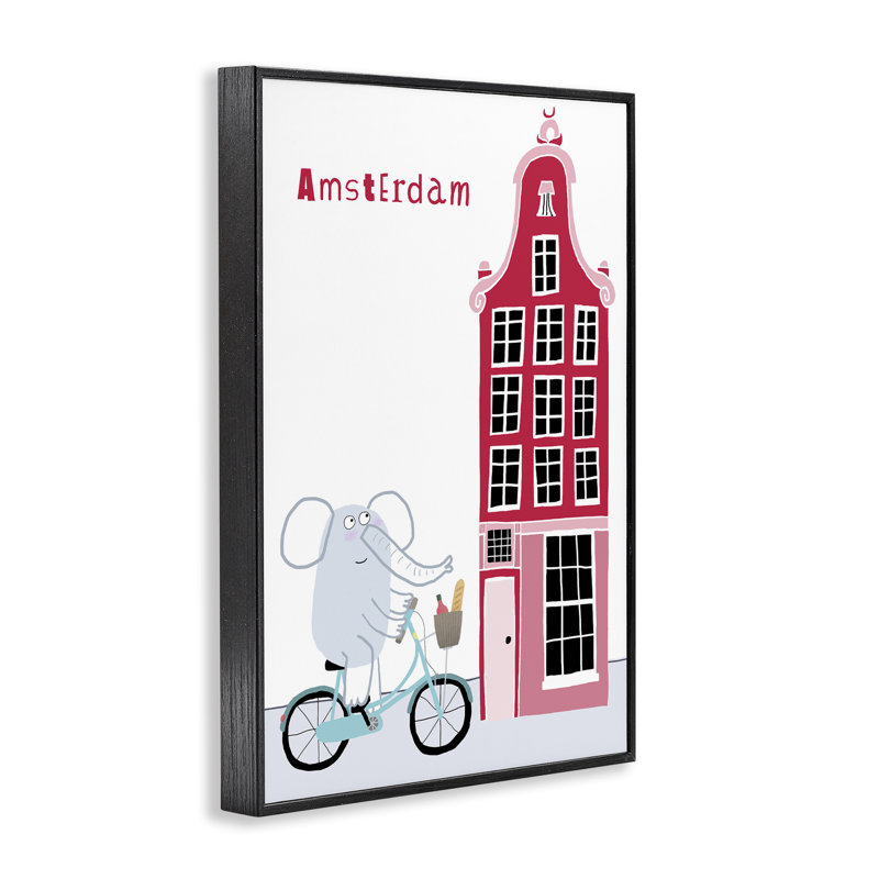 «Elephant & Amsterdam», giclée encadrée par Carla Daly, H 18 po x l 12 po, Giclée encadrée noir minuit