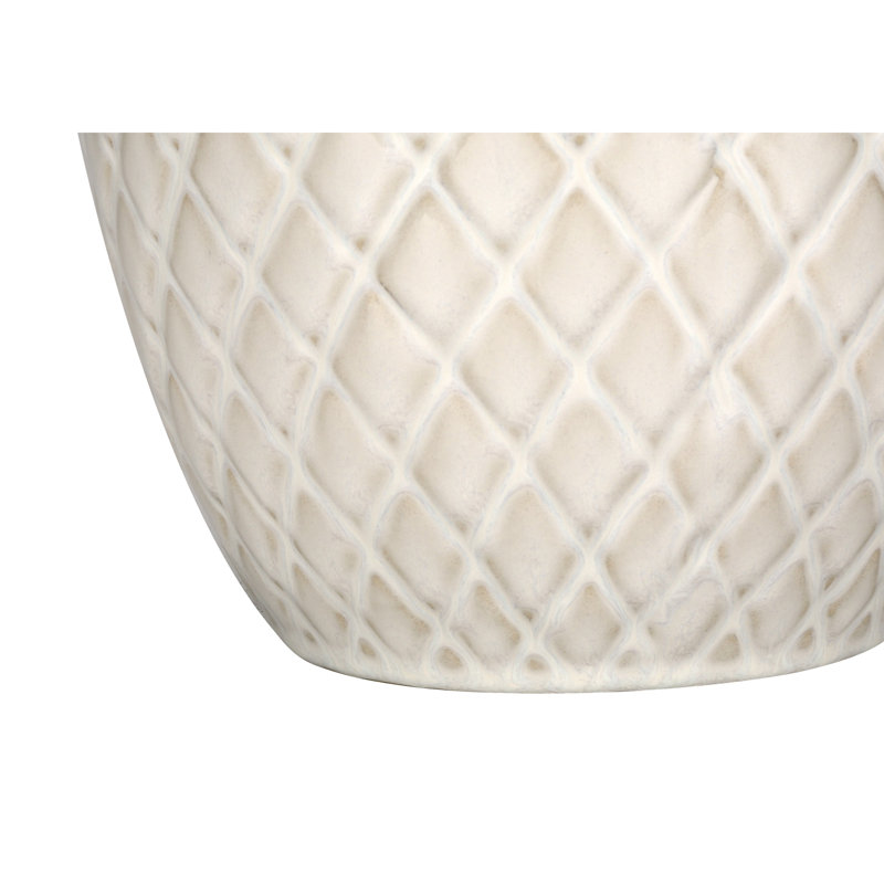 Lampe de table, texture géométrique de diamant de 25 pouces, abat-jour tambour en lin ivoire